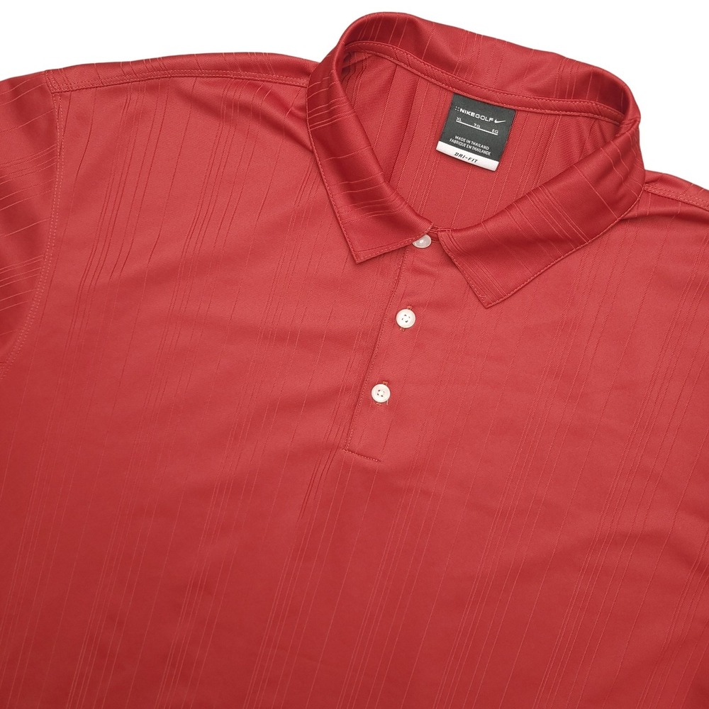 Nike Golf Dri-FIT Polo Shirt Mens XL Red Stripe‎ Golf Performance Sunday